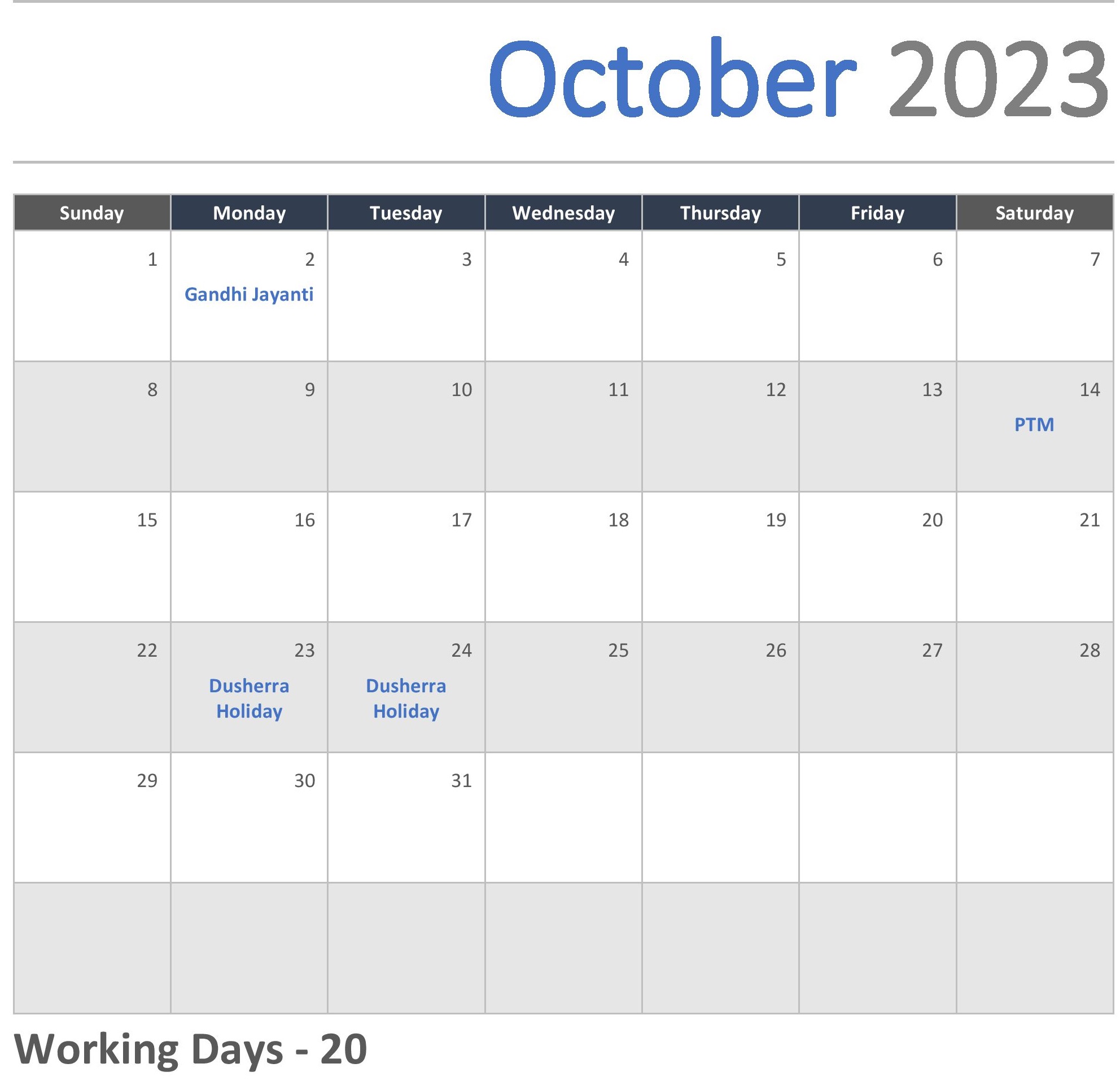 JKG Calendar